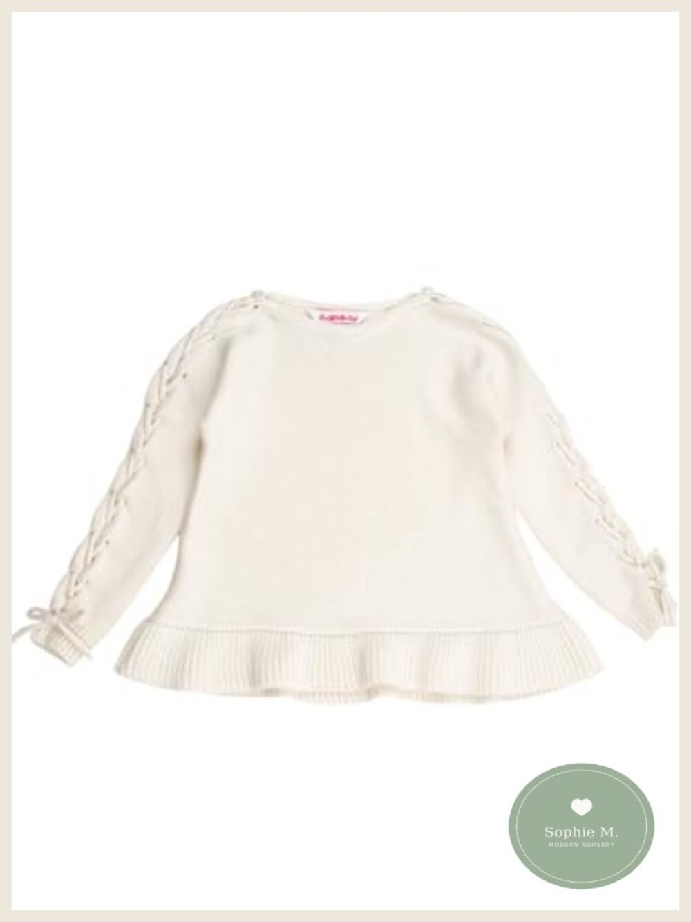 Girls Lace Up Ruffle Hem Sweater Long Sleeve Scoop Neck Pullover